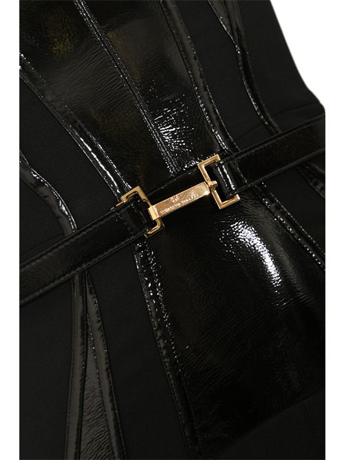 Abito in doppio crêpe con dettagli corsetto in vinile Elisabetta Franchi | AB89257E2110